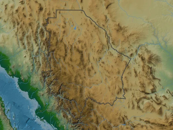 Chihuahua Estado México Mapa Elevación Colores Con Lagos Ríos — Foto de Stock