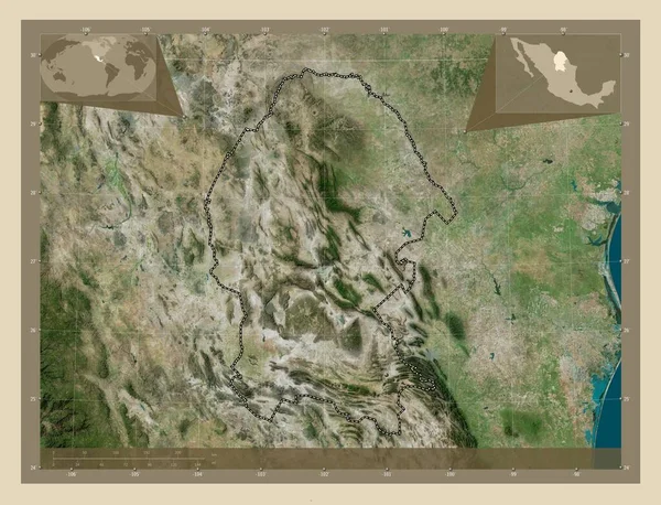コアウイラ メキシコの州 高解像度衛星地図 コーナー補助位置図 — ストック写真