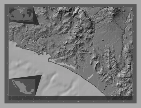 Kolyma Stát Mexiko Mapa Nadmořské Výšky Jezery Řekami Pomocné Mapy — Stock fotografie