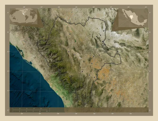 Durango Estado México Mapa Satelital Alta Resolución Ubicaciones Las Principales —  Fotos de Stock