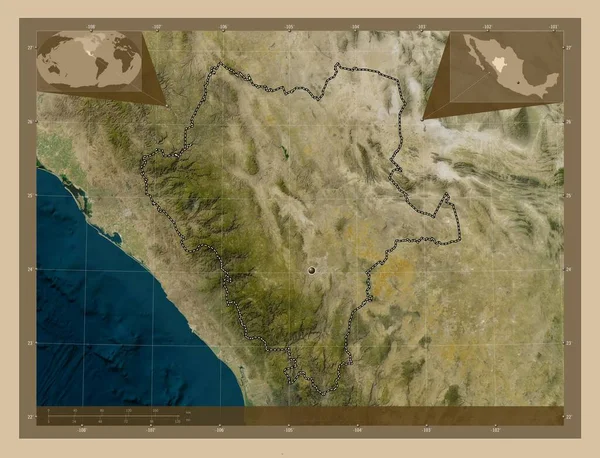 Дуранго Штат Мексика Карта Спутника Низкого Разрешения Вспомогательные Карты Расположения — стоковое фото