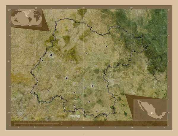 Гуанахуато Штат Мехіко Супутникова Карта Низькою Роздільною Здатністю Розташування Великих — стокове фото