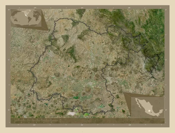 瓜纳华托 墨西哥州 高分辨率卫星地图 角辅助位置图 — 图库照片