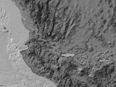 Jalisco, Meksika Eyaleti. Gölleri ve nehirleri olan çift seviyeli yükseklik haritası