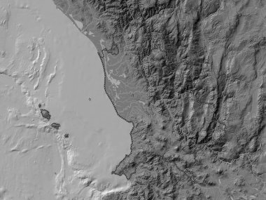 Nayarit, Meksika Eyaleti. Gölleri ve nehirleri olan çift seviyeli yükseklik haritası