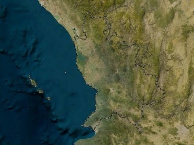 Nayarit, Meksika Eyaleti. Düşük çözünürlüklü uydu haritası