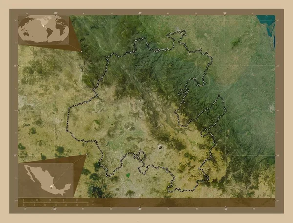 Идальго Штат Мексика Карта Спутника Низкого Разрешения Вспомогательные Карты Расположения — стоковое фото