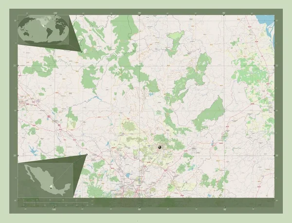 Идальго Штат Мексика Карта Улиц Вспомогательные Карты Расположения Углов — стоковое фото