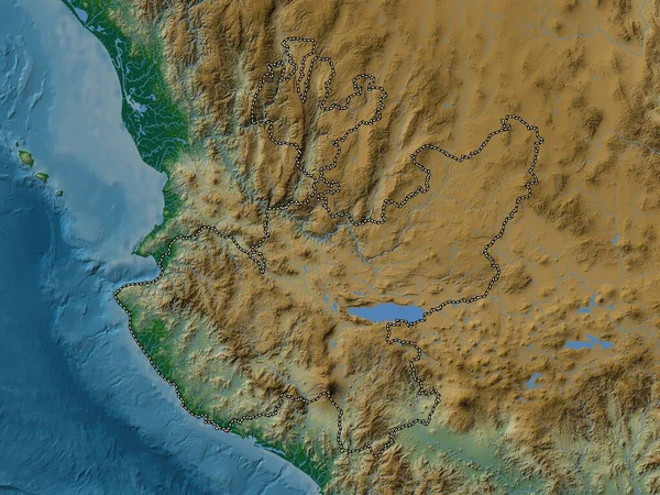 Jalisco Meksika Eyaleti Gölleri Nehirleri Olan Renkli Yükseklik Haritası — Stok fotoğraf