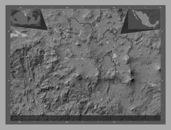 Mexico Staat Mexico Hoogteplattegrond Met Meren Rivieren Locaties Van Grote — Stockfoto