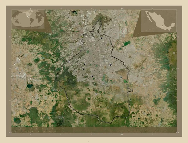 Ciudad Mexico Πόλη Του Μεξικού Υψηλής Ανάλυσης Δορυφορικός Χάρτης Τοποθεσίες — Φωτογραφία Αρχείου