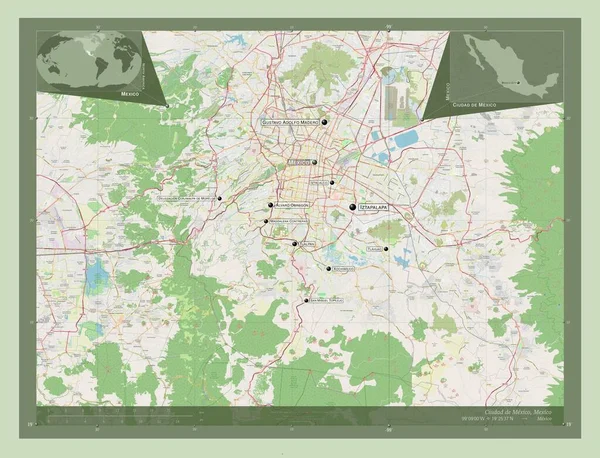 Ciudad Mexico City Mexico Open Street Map Locations Names Major — Stock Photo, Image