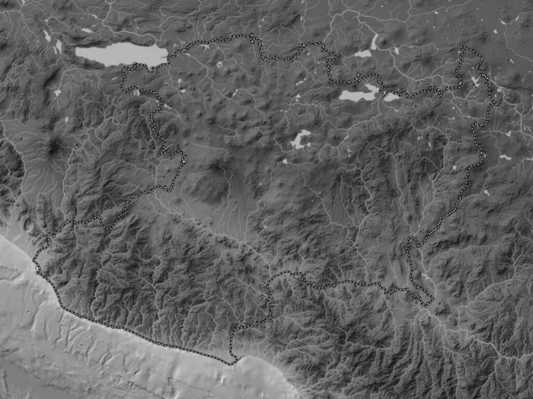 Michoacan 墨西哥州 带有湖泊和河流的灰度高程图 — 图库照片