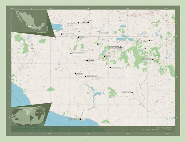 Мічоакан Штат Мехіко Відкрита Карта Вулиць Місця Розташування Назви Великих — стокове фото