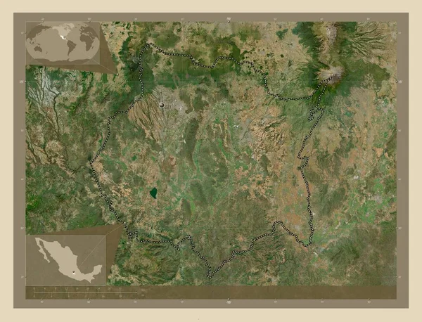Μορέλος Πολιτεία Του Μεξικού Υψηλής Ανάλυσης Δορυφορικός Χάρτης Γωνιακοί Χάρτες — Φωτογραφία Αρχείου