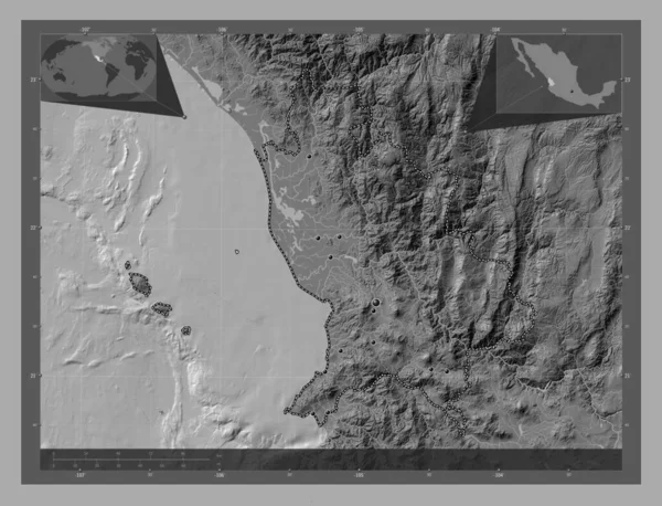 Наярит Штат Мехіко Білевелівська Карта Висот Озерами Річками Розташування Великих — стокове фото