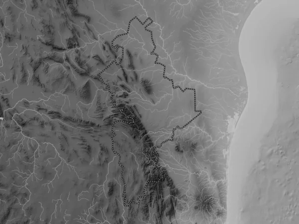 Nuevo Leon Stan Meksyk Mapa Wzniesień Skali Szarości Jeziorami Rzekami — Zdjęcie stockowe