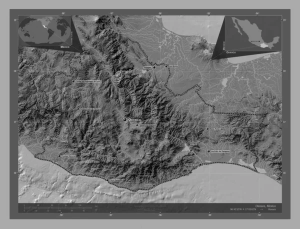 Oaxaca Stato Del Messico Mappa Dell Elevazione Bilivello Con Laghi — Foto Stock