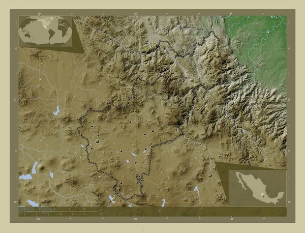 Керетаро Штат Мексика Карта Высоты Окрашенная Вики Стиле Озерами Реками — стоковое фото