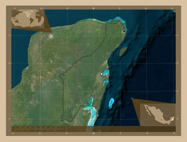 Quintana Roo Staat Mexico Lage Resolutie Satellietkaart Locaties Van Grote — Stockfoto