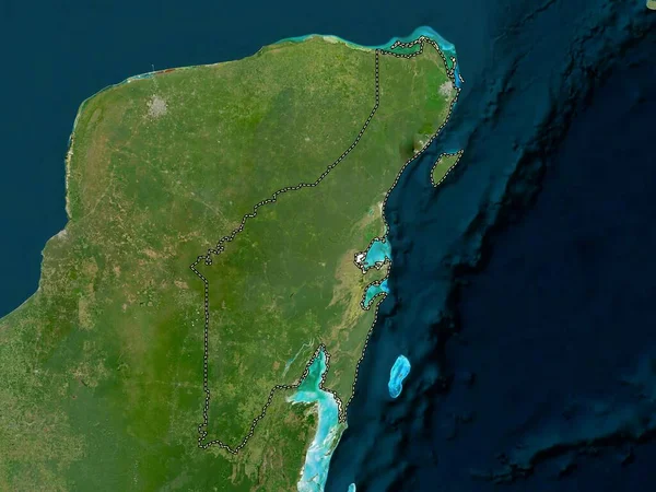 Quintana Roo, state of Mexico. High resolution satellite map