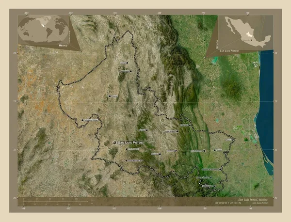 Σαν Λουίς Ποτόσι Πολιτεία Του Μεξικού Υψηλής Ανάλυσης Δορυφορικός Χάρτης — Φωτογραφία Αρχείου