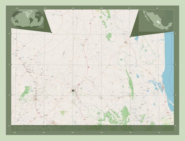Сан Луис Потоси Штат Мексика Карта Улиц Вспомогательные Карты Расположения — стоковое фото