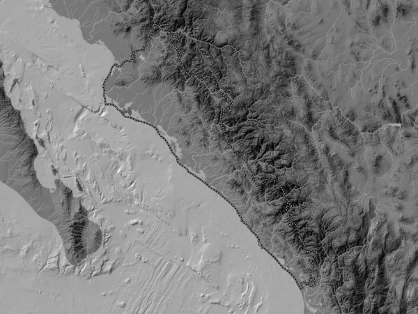 Sinaloa, Meksika eyaleti. Gölleri ve nehirleri olan çift seviyeli yükseklik haritası