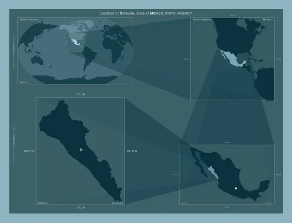 시날로아 멕시코의 도표는 규모의 지도에서 지역의 위치를 줍니다 프레임 Png — 스톡 사진