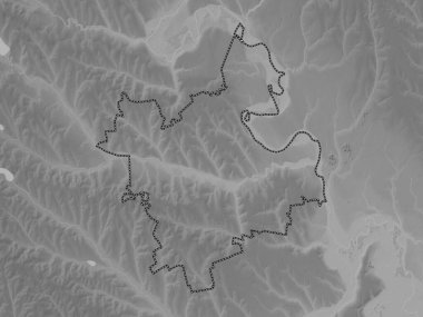 Anenii Noi, Moldova bölgesi. Gölleri ve nehirleri olan gri tonlama yükseklik haritası