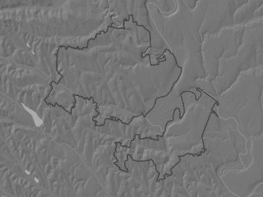 Criuleni, Moldova bölgesi. Gölleri ve nehirleri olan çift seviyeli yükseklik haritası