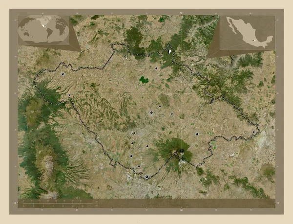 Tlaxcala Stan Meksyk Mapa Satelity Wysokiej Rozdzielczości Lokalizacje Dużych Miast — Zdjęcie stockowe
