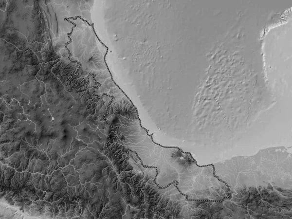 Veracruz State Mexico Grayscale Elevation Map Lakes Rivers — Stock Photo, Image