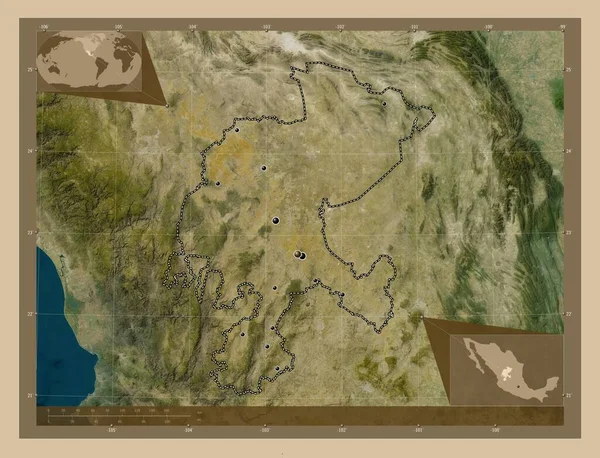 Сакатекас Штат Мексика Карта Спутника Низкого Разрешения Места Расположения Крупных — стоковое фото
