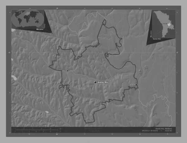Anenii Noi District Moldavië Hoogteplattegrond Met Meren Rivieren Locaties Namen — Stockfoto