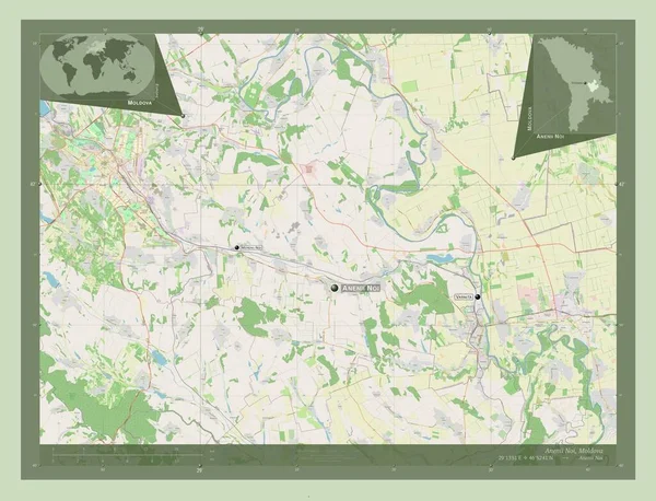 Anenii Noi Dzielnica Mołdawii Otwórz Mapę Ulic Lokalizacje Nazwy Głównych — Zdjęcie stockowe