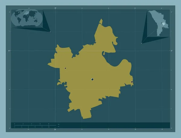 Anenii Noi 摩尔多瓦区 固体的颜色形状 该区域主要城市的所在地点 角辅助位置图 — 图库照片