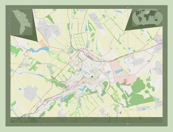 Balti Moldova Városa Nyílt Utcai Térkép Régió Nagyvárosainak Elhelyezkedése Saroktérképek — Stock Fotó