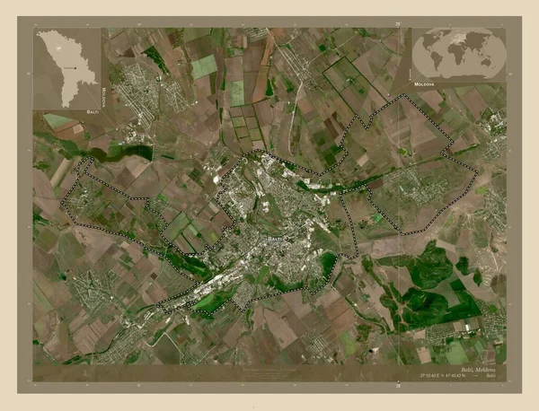 Balti Město Moldavsko Satelitní Mapa Vysokým Rozlišením Umístění Názvy Velkých — Stock fotografie