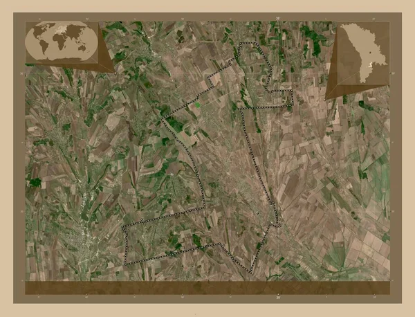 バサラバスカ モルドバの地区 低解像度衛星地図 コーナー補助位置図 — ストック写真