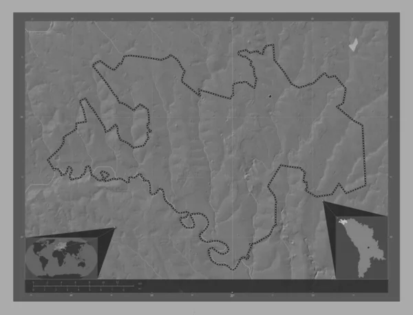 Briceni District Moldova Bilevel Elevation Map Lakes Rivers Locations Major — Stock Photo, Image