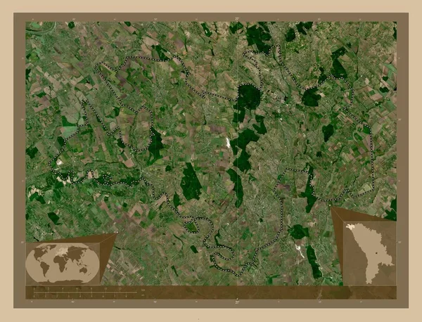 Briceni Distriktet Moldavien Lågupplöst Satellitkarta Platser För Större Städer Regionen — Stockfoto