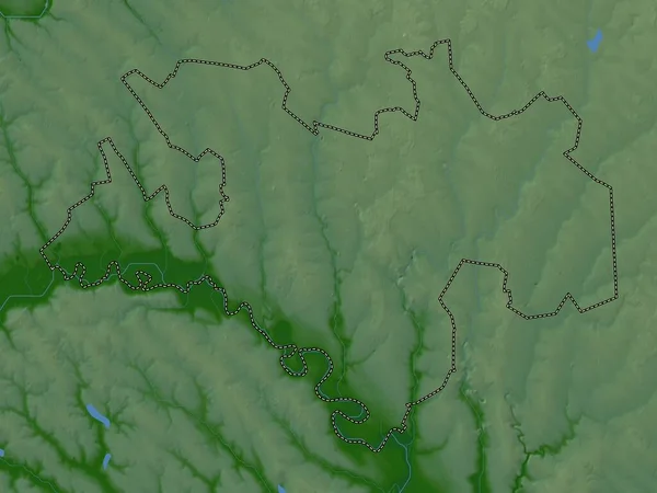 Briceni Distrito Moldávia Mapa Elevação Colorido Com Lagos Rios — Fotografia de Stock