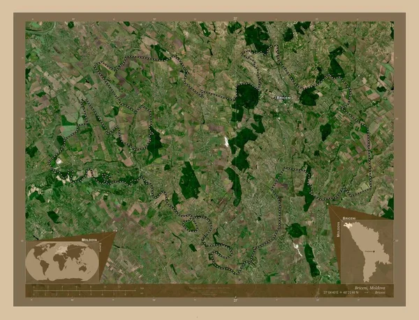 Briceni Distretto Moldova Mappa Satellitare Bassa Risoluzione Località Nomi Delle — Foto Stock