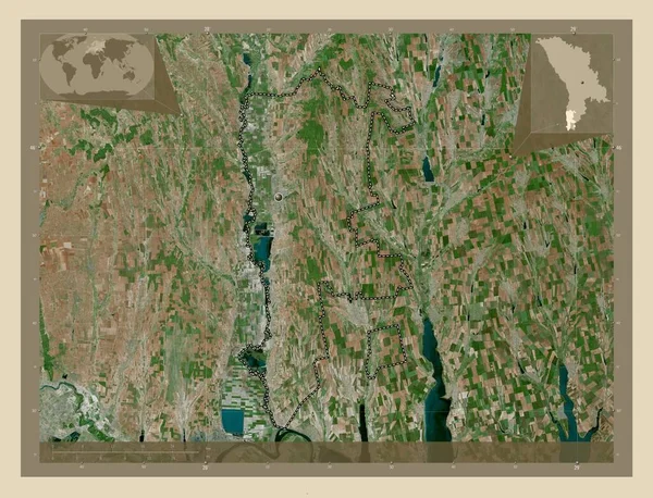 Cahul 地区Of Moldova 高分辨率卫星地图 角辅助位置图 — 图库照片