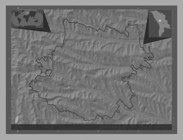 Calarasi Moldovai Kerület Kétszintes Domborzati Térkép Tavakkal Folyókkal Saroktérképek Kiegészítő — Stock Fotó