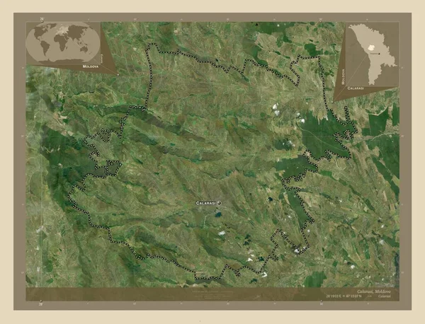 Calarasi Distretto Della Moldova Mappa Satellitare Alta Risoluzione Località Nomi — Foto Stock