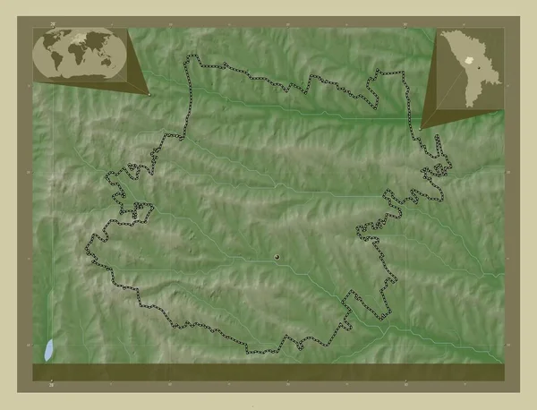 Calarasi Kreis Moldawien Höhenkarte Wiki Stil Mit Seen Und Flüssen — Stockfoto