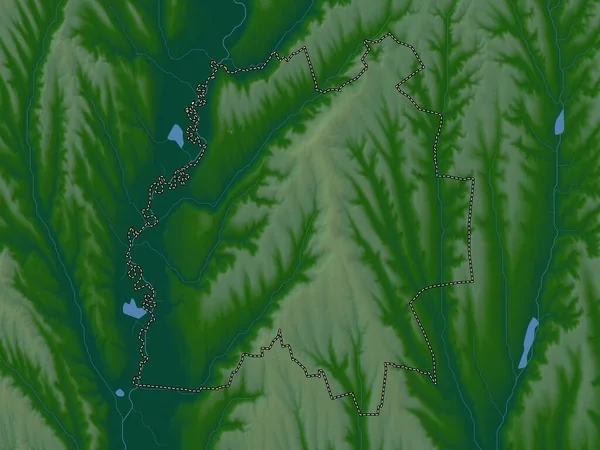 Cantemir Distretto Moldova Mappa Elevazione Colorata Con Laghi Fiumi — Foto Stock