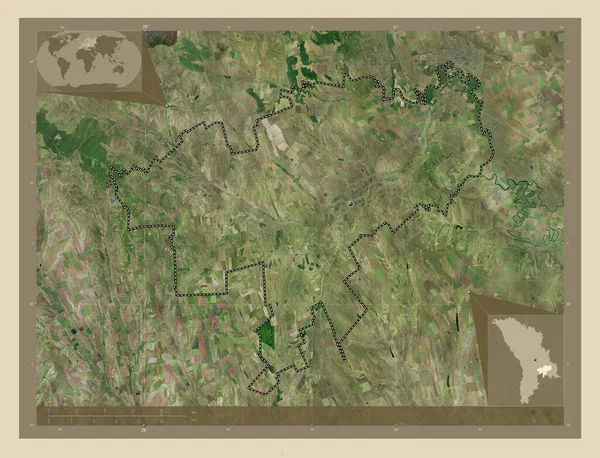 Causeni Distriktet Moldavien Högupplöst Satellitkarta Hjälpkartor För Hörnen — Stockfoto